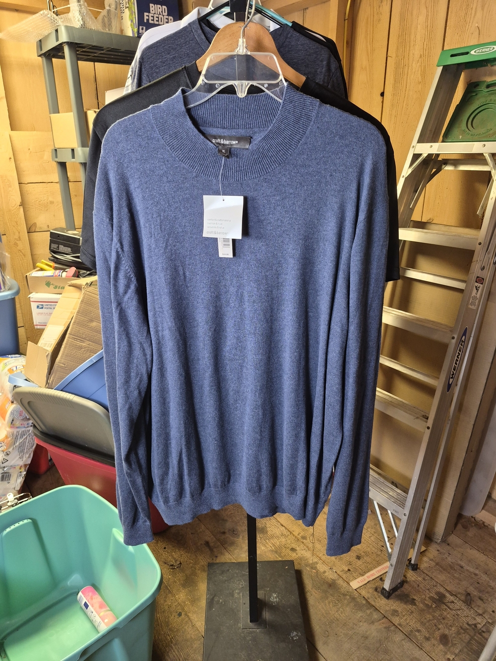 croft & barrow Men's Blue Crewneck Sweater Bin 61